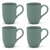 Conjunto Jogo 4 Canecas Xícaras Oxford Flat Pacífico 350 ml Cerâmica Conjunto Jogo 4 Canecas Xícaras Oxford Flat Pacífico 350 ml Cerâmica