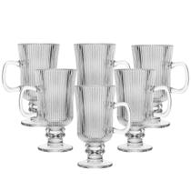 Conjunto Jogo 4 ou 6 Taças Para Cappuccino em Vidro Fio de Ouro Lines 240ml Conjunto Jogo 4 ou 6 Taças Para Cappuccino em Vidro Fio de Ouro Lines 240ml