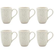 Conjunto Jogo 6 Canecas Xícaras Oxford Flat Chuvisco 350 ml Cerâmica