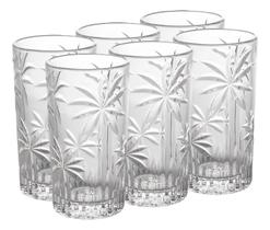 Conjunto jogo 6 copos alto de cristal 360ml palm tree wolff 28147 Conjunto jogo 6 copos alto de cristal 360ml palm tree wolff 28147