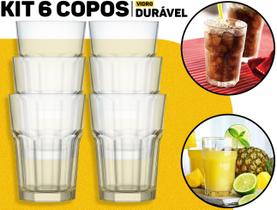 Conjunto Jogo 6 Copos De Vidro 520ml Grosso Transparente P/ Água Suco Cerveja Coquetel Casa Restaurante Bar