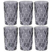 Conjunto Jogo 6 Copos de Vidro Diamond Alto Grande 390ML Linha Cristal Luxo Elegante