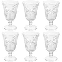 Conjunto Jogo 6 Taças de Vidro para Água Suco 240ml Desenhadas Cristal Palm Lyor Conjunto Jogo 6 Taças de Vidro para Água Suco 240ml Desenhadas Cristal Palm Lyor