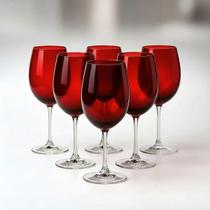 Conjunto jogo 6 tacas de vinho de cristal banquet vermelho 580ml r.02514