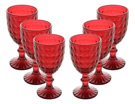 Conjunto jogo 6 tacas vidro 345ml roman vermelho wolff vinho agua copo calice jogo tacas coloridas resistente e elegante para mesa posta e decoracao r.00104 Conjunto jogo 6 tacas vidro 345ml roman vermelho wolff vinho agua copo calice jogo tacas coloridas resistente e elegante para mesa posta e decoracao r.00104
