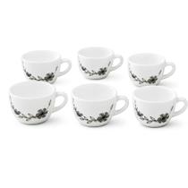 Conjunto Jogo 6 Xícaras Café Chá 130ml Vidro Floral Florid Vine Branca para Cozinha Mesa Posta Conjunto Jogo 6 Xícaras Café Chá 130ml Vidro Floral Florid Vine Branca para Cozinha Mesa Posta