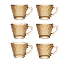 Conjunto Jogo 6 Xícaras de Vidro Atenas Listrada Âmbar 90ml Café Chá Cafeteria Conjunto Jogo 6 Xícaras de Vidro Atenas Listrada Âmbar 90ml Café Chá Cafeteria