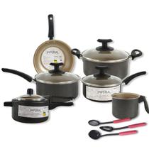 Conjunto Jogo 9 Peças Teflon Antiaderente Tampa De Vidro Panela Pressão Conjunto Jogo 9 Peças Teflon Antiaderente Tampa De Vidro Panela Pressão