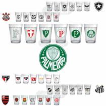 Conjunto Jogo Americano 6 Copos Time 190ml Clubes Futebol Vidro Nadir Figueiredo Presente Torcedor