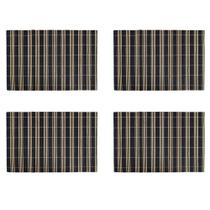 Conjunto Jogo Americano Bambu Listrado Preto - Mimo Style Conjunto Jogo Americano Bambu Listrado Preto - Mimo Style