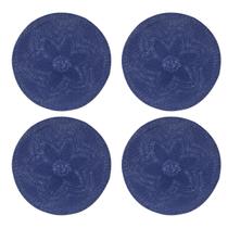 Conjunto Jogo Americano Sousplat Croche Flor Azul 4 Unidades