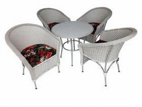 Conjunto Jogo amora 4 Cadeiras e 1 Mesa Média 76cm em Fibra e Alumínio para Área Externa Piscina Jardim Varanda