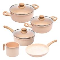 Conjunto Jogo De 5 Panelas Grossa 4mm Ceramica Antiaderente Fogão Indução Jhamba Soft Touch