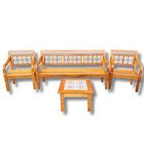 Conjunto jogo de banco com mesa de centro Madeira de Demolição Detalhe em Ladrilho Sudeste Rústico Conjunto jogo de banco com mesa de centro Madeira de Demolição Detalhe em Ladrilho Sudeste Rústico