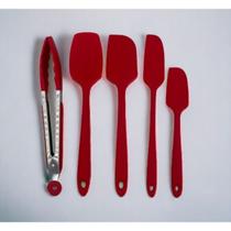 Conjunto Jogo de Espátulas e Pegador de Silicone 5 Peças para Cozinha - Vermelho Conjunto Jogo de Espátulas e Pegador de Silicone 5 Peças para Cozinha - Vermelho