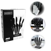 Conjunto Jogo de Facas Inox 6 Peças Com Cepo Acrílico Cozinha Conjunto Jogo de Facas Inox 6 Peças Com Cepo Acrílico Cozinha