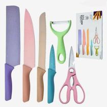 Conjunto Jogo De Facas Inox Profissional Colorido 6 Pçs Chef