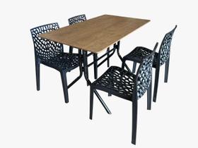 Conjunto Jogo De Mesa 70x120 Com 4 Cadeiras Gruvyer Sala de Jantar Restaurantes