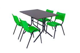 Conjunto Jogo De Mesa 70x120 Com 4 Cadeiras Iso Verde Para Sorveterias e Lanchonetes Em Aço E Polipropileno - EcomHome