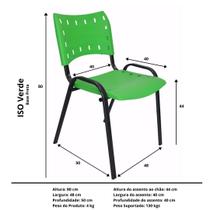 Conjunto Jogo De Mesa 70x120 Com 4 Cadeiras Iso Verde Para Sorveterias e Lanchonetes Em Aço E Polipropileno
