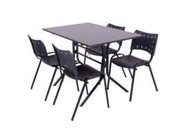 Conjunto Jogo De Mesa 70x120 Refeitórios Lanchonetes Sorveterias Com 4 Cadeiras Iso Preta