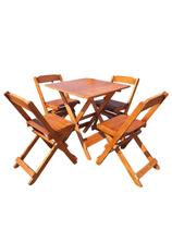 Conjunto Jogo De Mesa Dobravel Com 4 Cadeiras Madeira Maciça Bar Restaurante Cor Mel Conjunto Jogo De Mesa Dobravel Com 4 Cadeiras Madeira Maciça Bar Restaurante Cor Mel