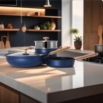 Conjunto Jogo de Panela 3 Peças Antoaderente com tampa de vidro Alta Qualidade