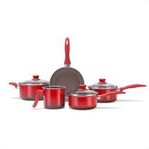 Conjunto Jogo de Panela Cerâmica 5 Peças Panelas, Caçarola, Frigideira e Fervedor Vermelha Brinox - 4789/100 Conjunto Jogo de Panela Cerâmica 5 Peças Panelas, Caçarola, Frigideira e Fervedor Vermelha Brinox - 4789/100