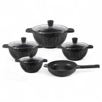 Conjunto Jogo De Panelas 11 Peças Antiaderente Indução Gás Revestido Cerâmica Granito