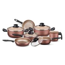 Conjunto/Jogo de Panelas 7 Peças Alumínio, Frigideira, Caçarola, Fervedor Florence Supra Chocolate MTA - 5675