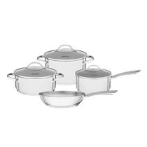 Conjunto Jogo de Panelas Aço Inox Una Tramontina Kit 4pcs Indução Fundo Triplo