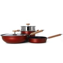 Conjunto Jogo De Panelas Antiaderante Com Tampa 3 Peças