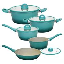 Conjunto Jogo de Panelas Antiaderente C Revestimento Interno em Cerâmica Miami com Indução C/5 Peças Conjunto Jogo de Panelas Antiaderente C Revestimento Interno em Cerâmica Miami com Indução C/5 Peças
