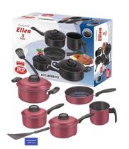 Conjunto Jogo De Panelas Ellen 6 Peças Teflon Antiaderente Cereja