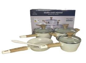 Conjunto jogo de panelas indução ceramico 5 pçs studio cook - Mimo Style