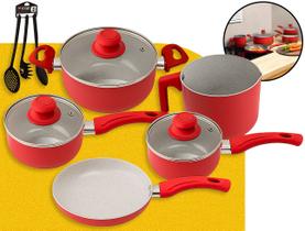 Conjunto Jogo De Panelas Kit 8 Peças Tampa De Vidro Antiaderente Cozinha Fogão Indução Original Click