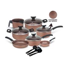 Conjunto Jogo de Panelas Teflon Viena10 Pçs Antiaderente Tampa de Vidro