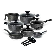 Conjunto Jogo de Panelas Teflon Viena10 Pçs Antiaderente Tampa de Vidro