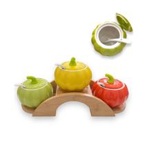 Conjunto Jogo de Potes de Cerâmica Porta Condimentos Em Formato de Abóbora Fofo Festas de Fim de Ano Mesa Posta Enfeite de Mesa Com Base de Mdf Conjunto Jogo de Potes de Cerâmica Porta Condimentos Em Formato de Abóbora Fofo Festas de Fim de Ano Mesa Posta Enfeite de Mesa Com Base de Mdf
