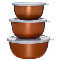 Conjunto Jogo de Potes para Microondas 3 Peças Bronze Mimo Style