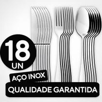 Conjunto Jogo de Talheres 18 peças Aço Inox 6 Facas 6 Garfos e 6 Colheres de Mesa Casa Para Restaurante
