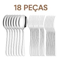 Conjunto Jogo de Talheres 36 peças Aço Inox 12 Facas 12 Garfos e 12 Colheres de Mesa Casa Para Resta