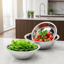 Conjunto Jogo de Tigelas Vasilhas Bowls Inox Multiuso 3 pçs Conjunto Jogo de Tigelas Vasilhas Bowls Inox Multiuso 3 pçs