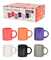 Conjunto Jogo De Xicaras Café 6 Peças Cerâmica 80ml Colorido