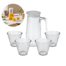 Conjunto Jogo Jarra 800ml 4 Copos 250ml Vidro Grosso Suco Água Refrigerante