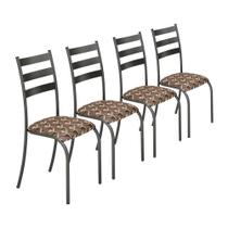 Conjunto Jogo Kit 4 Cadeiras Metal Aço Cozinha Jantar Almofadada