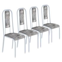 Conjunto Jogo Kit 4 Cadeiras Metal Aço Cozinha Jantar Almofadada