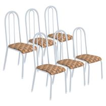 Conjunto Jogo Kit 6 Cadeiras Cozinha Jantar Aço Almofadada Branco