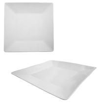 Conjunto Jogo Kit 6 Prato De Melamina Raso Quadrado Branco 25cm Restaurante Buffer Bar Doméstico