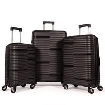 Conjunto Jogo Malas De Viagem Kit 3 Peças Pequena De Bordo 10Kg Anac Media 23 Kg E Grande 32 Kg Rodas 360 Graus Polipropileno Rígida